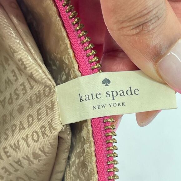 Kate Spade Pink Saffiano Leather Medium Crossbody Bag Top Zip Adjustable Strap - Picture 16 of 17